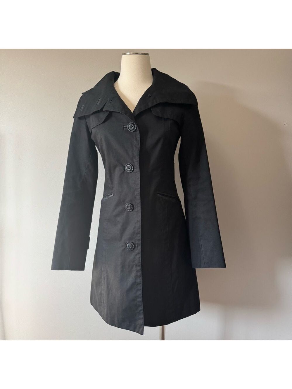 Mackage Black and White Plaid Jacket with Gold Detail XS